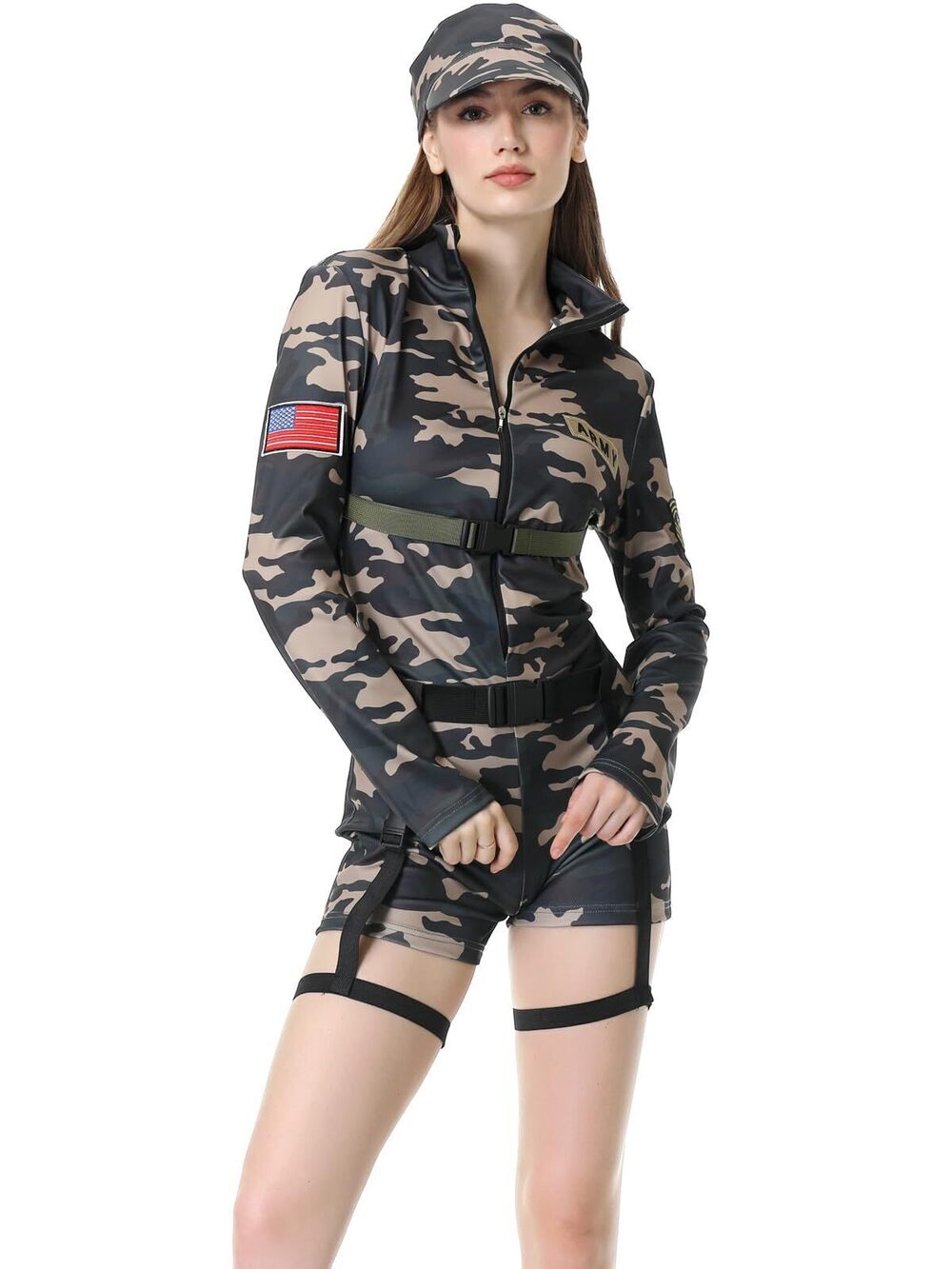 4813 Army Costume Camoflauge Jumpsuit Sexy Halloween Military Commando